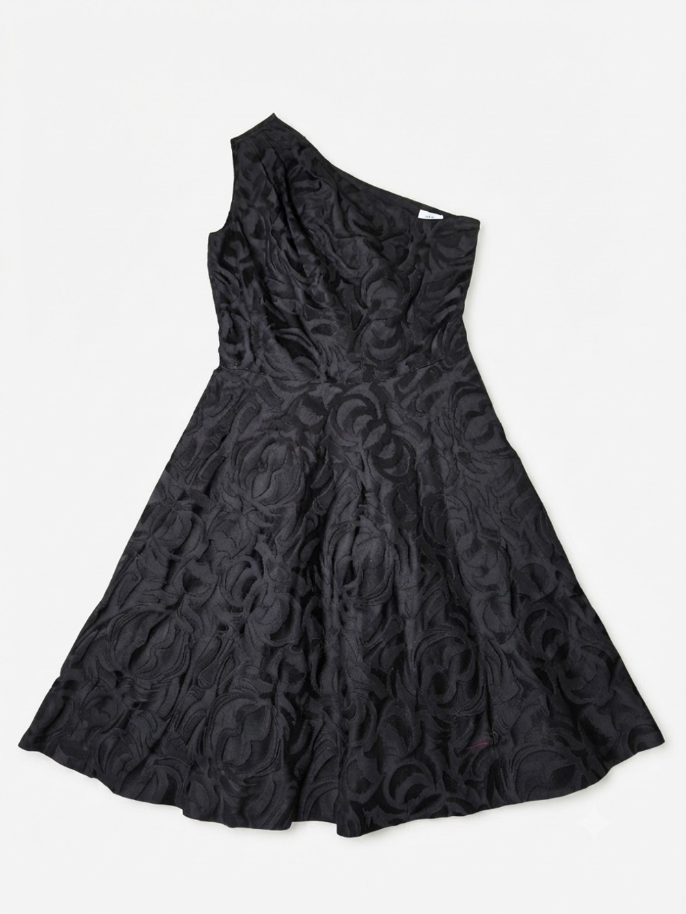 St. John Black One-Shoulder Textured Fit-and-Flare Dress Size 8